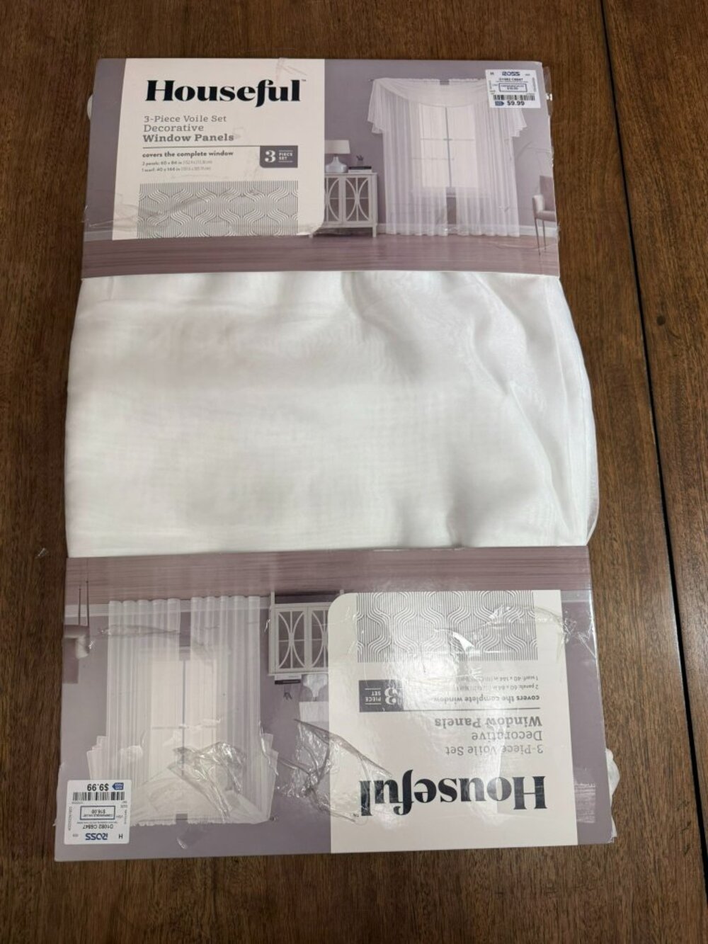 Houseful 3-Piece Voile Set Decorative Window Panels White - NWT